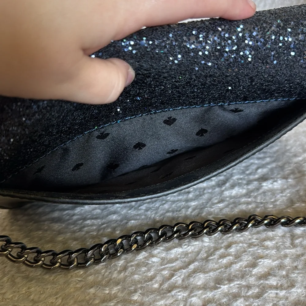 Kate Spade Black Glitter Chain Shoulder or Crossbody Bag • New & Never Used! 🌌🖤 - Picture 7 of 13